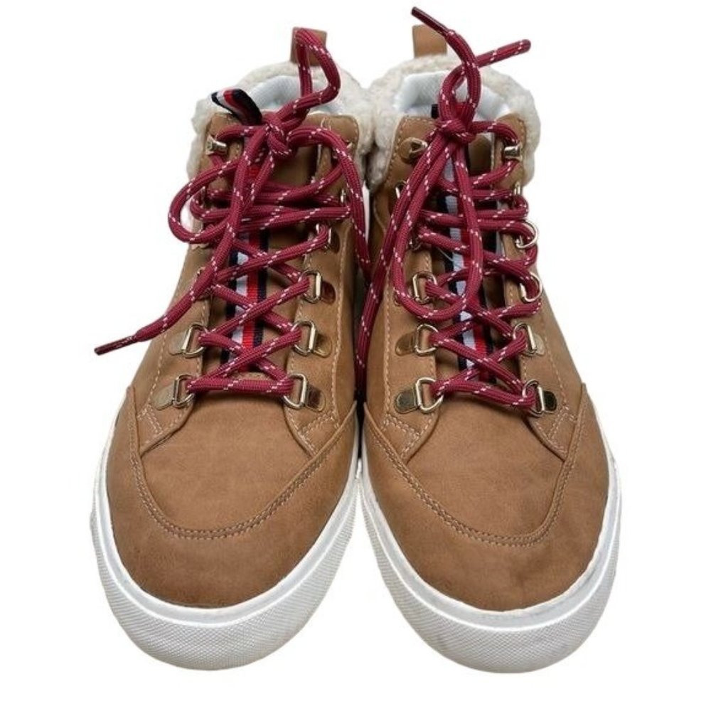 Tommy Hilfiger Jael Brown Shearling Trim High-Top Lace-Up Sneakers Size 9M - Picture 2 of 8